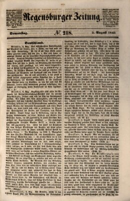 Regensburger Zeitung Donnerstag 9. August 1849