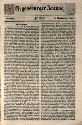 Regensburger Zeitung Montag 3. September 1849