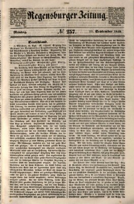 Regensburger Zeitung Montag 17. September 1849