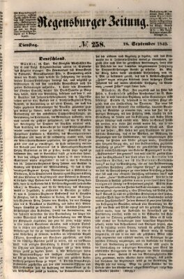 Regensburger Zeitung Dienstag 18. September 1849