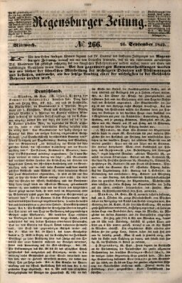 Regensburger Zeitung Mittwoch 26. September 1849