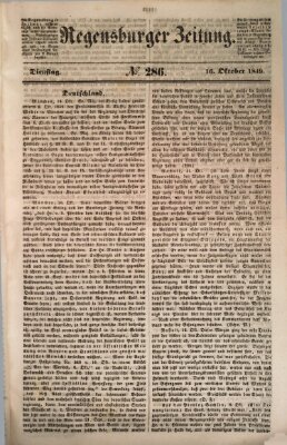 Regensburger Zeitung Dienstag 16. Oktober 1849