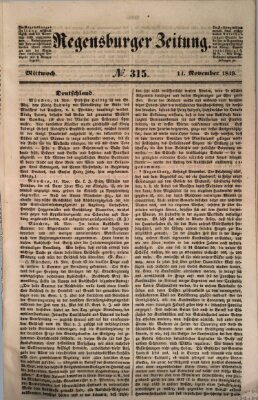 Regensburger Zeitung Mittwoch 14. November 1849