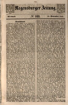 Regensburger Zeitung Mittwoch 21. November 1849