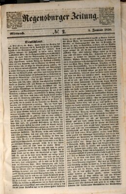 Regensburger Zeitung Mittwoch 2. Januar 1850