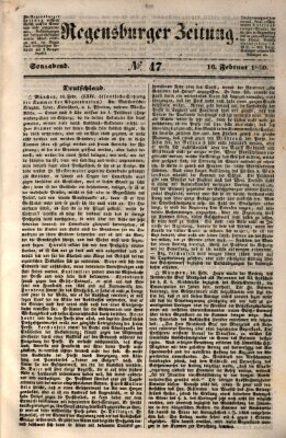 Regensburger Zeitung Samstag 16. Februar 1850