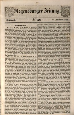 Regensburger Zeitung Mittwoch 27. Februar 1850