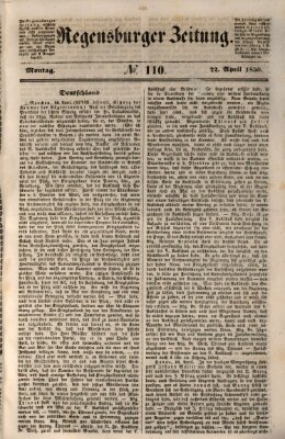 Regensburger Zeitung Montag 22. April 1850