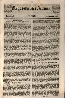 Regensburger Zeitung Samstag 24. August 1850