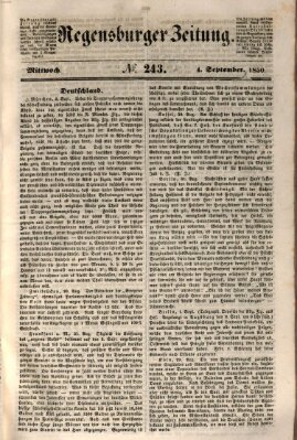 Regensburger Zeitung Mittwoch 4. September 1850