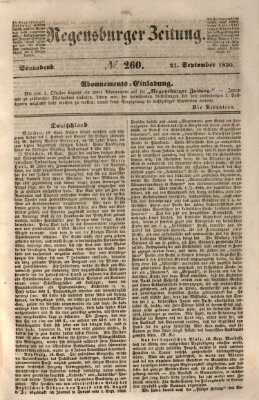 Regensburger Zeitung Samstag 21. September 1850