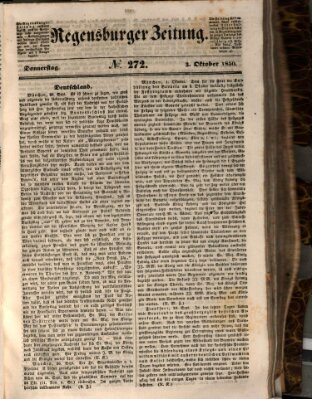 Regensburger Zeitung Donnerstag 3. Oktober 1850