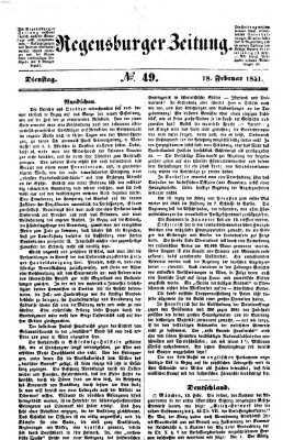 Regensburger Zeitung Dienstag 18. Februar 1851