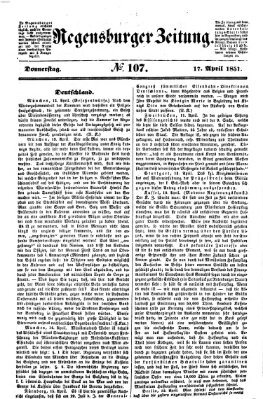 Regensburger Zeitung Donnerstag 17. April 1851