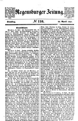 Regensburger Zeitung Dienstag 22. April 1851