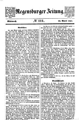 Regensburger Zeitung Mittwoch 23. April 1851