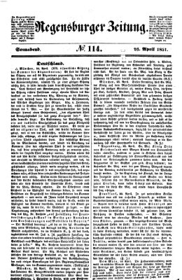 Regensburger Zeitung Samstag 26. April 1851