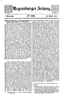 Regensburger Zeitung Mittwoch 30. April 1851