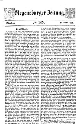 Regensburger Zeitung Dienstag 27. Mai 1851