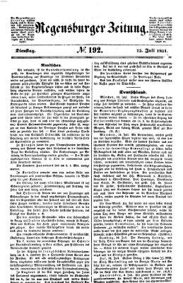Regensburger Zeitung Dienstag 15. Juli 1851