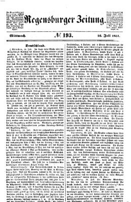 Regensburger Zeitung Mittwoch 16. Juli 1851