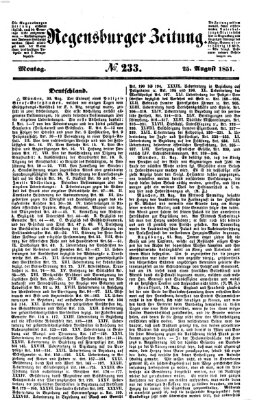 Regensburger Zeitung Montag 25. August 1851