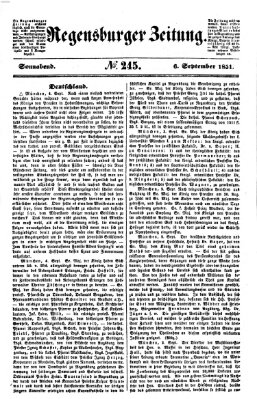 Regensburger Zeitung Samstag 6. September 1851