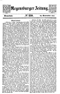 Regensburger Zeitung Samstag 20. September 1851