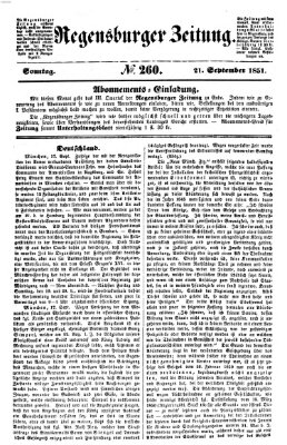 Regensburger Zeitung Sonntag 21. September 1851