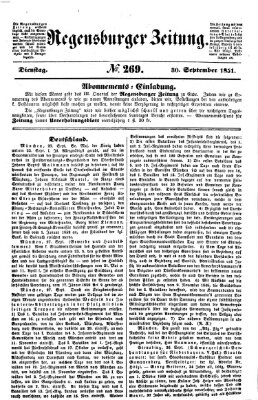 Regensburger Zeitung Dienstag 30. September 1851