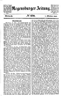 Regensburger Zeitung Mittwoch 1. Oktober 1851