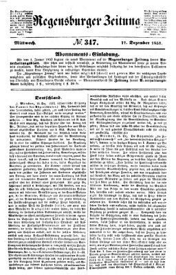 Regensburger Zeitung Mittwoch 17. Dezember 1851