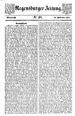 Regensburger Zeitung Mittwoch 18. Februar 1852