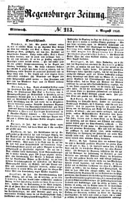 Regensburger Zeitung Mittwoch 4. August 1852