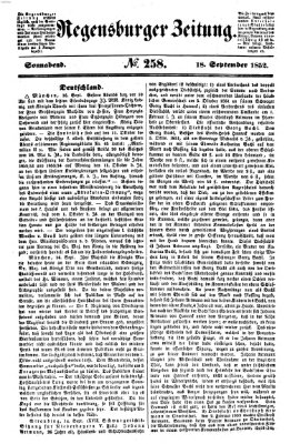 Regensburger Zeitung Samstag 18. September 1852