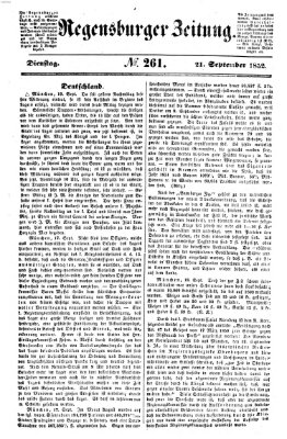 Regensburger Zeitung Dienstag 21. September 1852