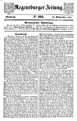 Regensburger Zeitung Mittwoch 22. September 1852