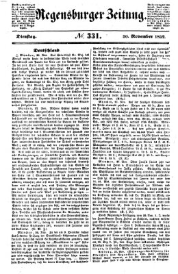 Regensburger Zeitung Dienstag 30. November 1852