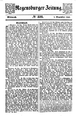 Regensburger Zeitung Mittwoch 1. Dezember 1852