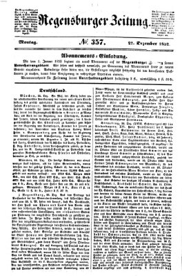 Regensburger Zeitung Montag 27. Dezember 1852