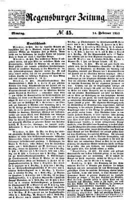 Regensburger Zeitung Montag 14. Februar 1853