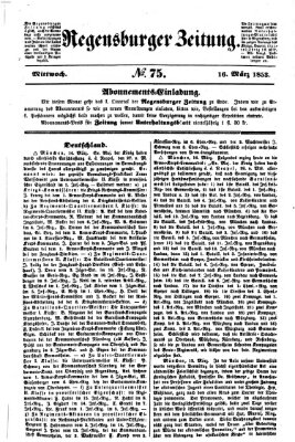 Regensburger Zeitung Mittwoch 16. März 1853