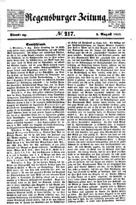 Regensburger Zeitung Dienstag 9. August 1853