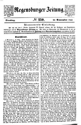 Regensburger Zeitung Dienstag 20. September 1853