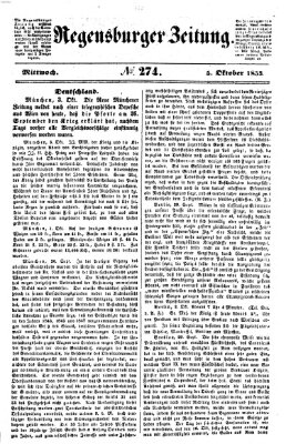 Regensburger Zeitung Mittwoch 5. Oktober 1853