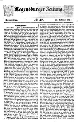 Regensburger Zeitung Donnerstag 16. Februar 1854