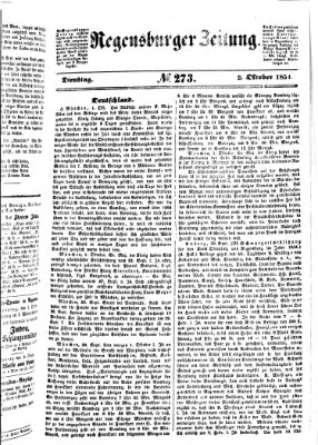 Regensburger Zeitung Dienstag 3. Oktober 1854