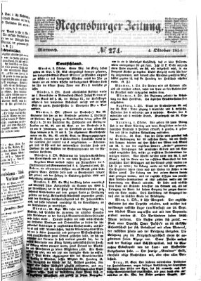 Regensburger Zeitung Mittwoch 4. Oktober 1854