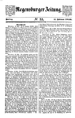 Regensburger Zeitung Freitag 22. Februar 1856