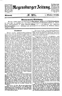 Regensburger Zeitung Mittwoch 1. Oktober 1856